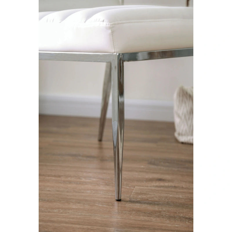 Chaise de salle à manger moderne capitonnée en velours blanc avec cadre en métal