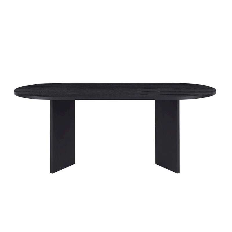 Table à manger ovale noire en MDF avec pied central style moderne