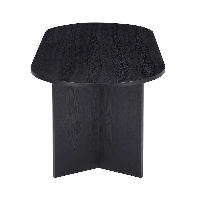 Table à manger ovale noire en MDF avec pied central style moderne