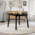 Table de salle à manger ronde et transformable avec abattants, en bois massif noir