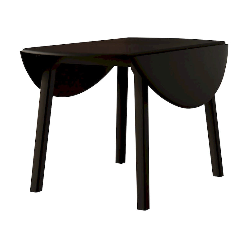 Table de salle à manger ronde et transformable avec abattants, en bois massif noir
