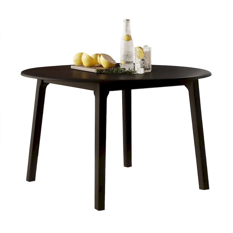 Table de salle à manger ronde et transformable avec abattants, en bois massif noir