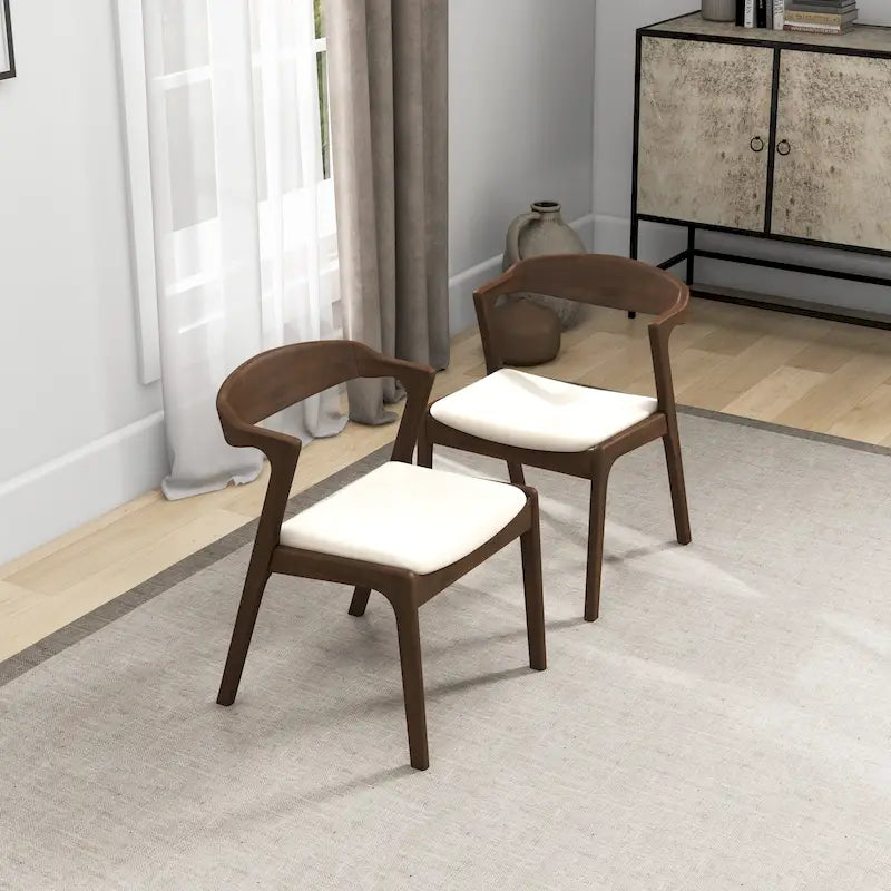 Chaise de salle à manger Rembourrée Pieds en bois massif Assise en mousse haute densité Style moderne