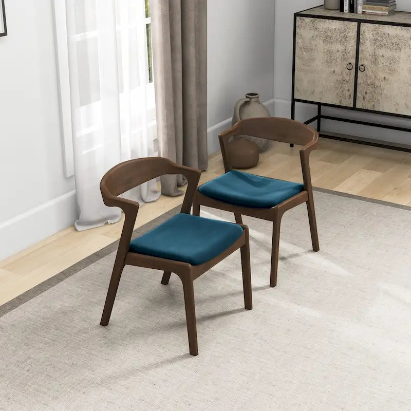 Chaise de salle à manger Rembourrée Pieds en bois massif Assise en mousse haute densité Style moderne