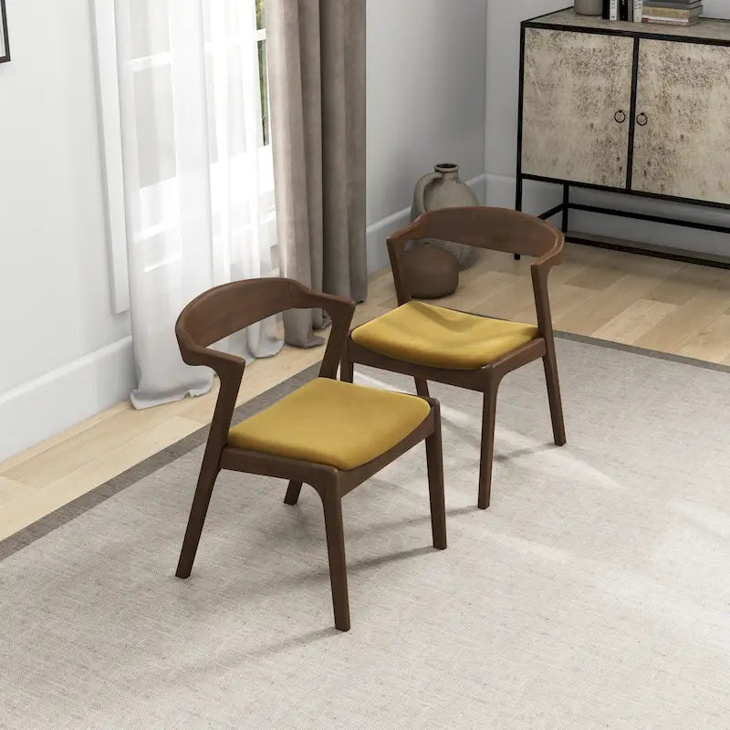 Chaise de salle à manger Rembourrée Pieds en bois massif Assise en mousse haute densité Style moderne