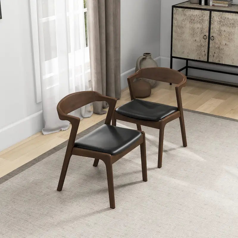 Chaise de salle à manger Rembourrée Pieds en bois massif Assise en mousse haute densité Style moderne