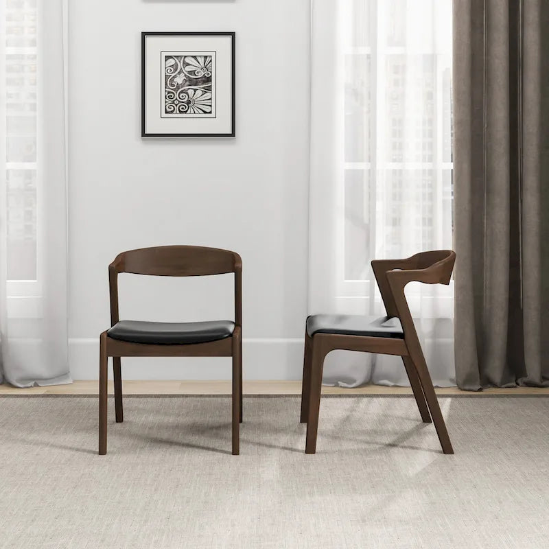 Chaise de salle à manger Rembourrée Pieds en bois massif Assise en mousse haute densité Style moderne