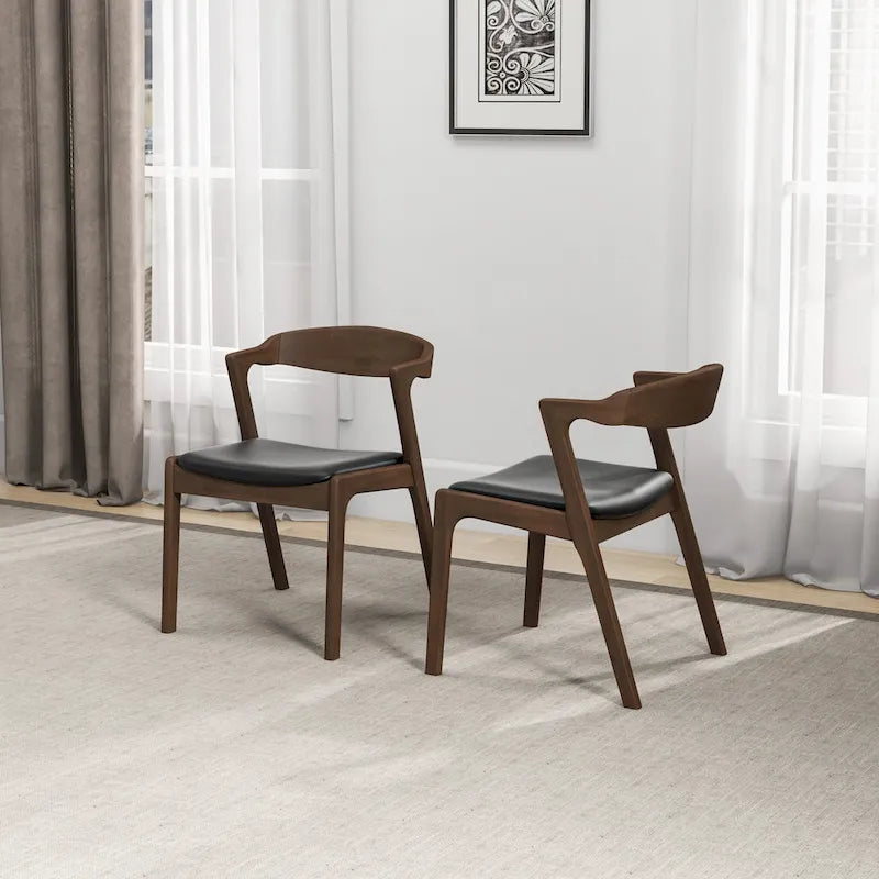 Chaise de salle à manger Rembourrée Pieds en bois massif Assise en mousse haute densité Style moderne
