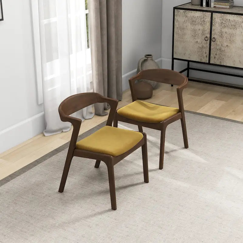 Chaise de salle à manger Rembourrée Pieds en bois massif Assise en mousse haute densité Style moderne