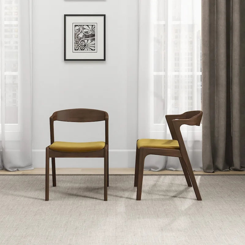 Chaise de salle à manger Rembourrée Pieds en bois massif Assise en mousse haute densité Style moderne