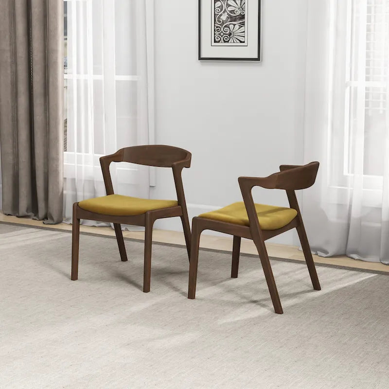 Chaise de salle à manger Rembourrée Pieds en bois massif Assise en mousse haute densité Style moderne