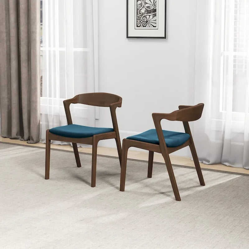 Chaise de salle à manger Rembourrée Pieds en bois massif Assise en mousse haute densité Style moderne