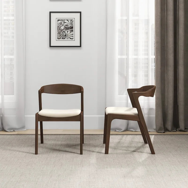Chaise de salle à manger Rembourrée Pieds en bois massif Assise en mousse haute densité Style moderne