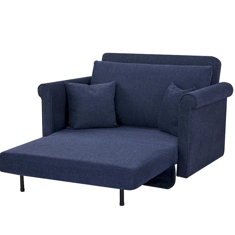 Fauteuil convertible en lit simple avec matelas pliant, rembourré et classique