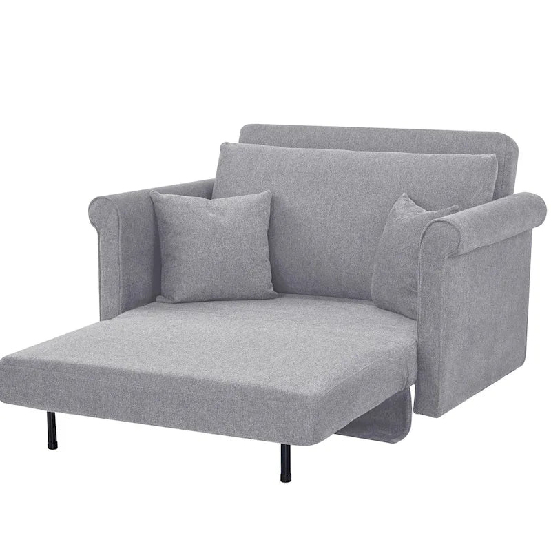 Fauteuil convertible en lit simple avec matelas pliant, rembourré et classique
