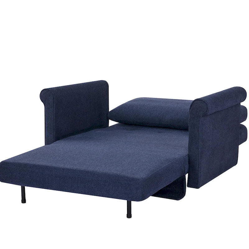 Fauteuil convertible en lit simple avec matelas pliant, rembourré et classique