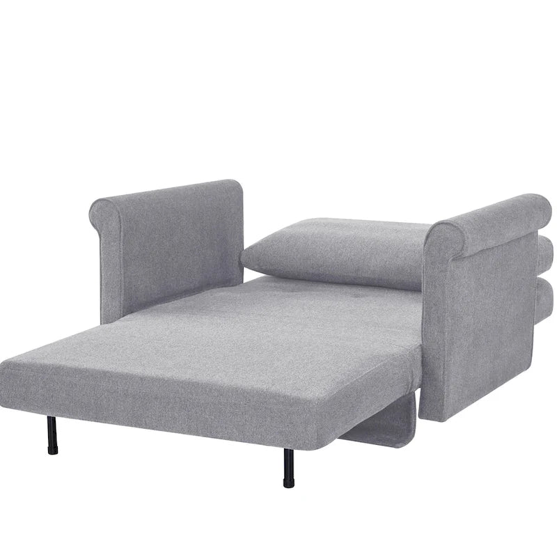 Fauteuil convertible en lit simple avec matelas pliant, rembourré et classique