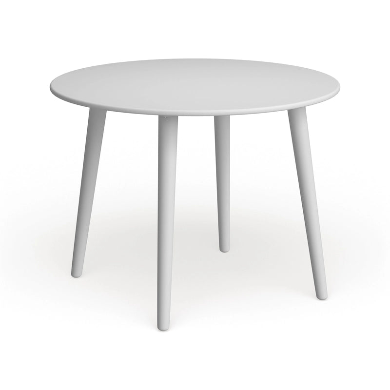 Table à manger ronde moderne avec pieds en bois massif et plateau en MDF