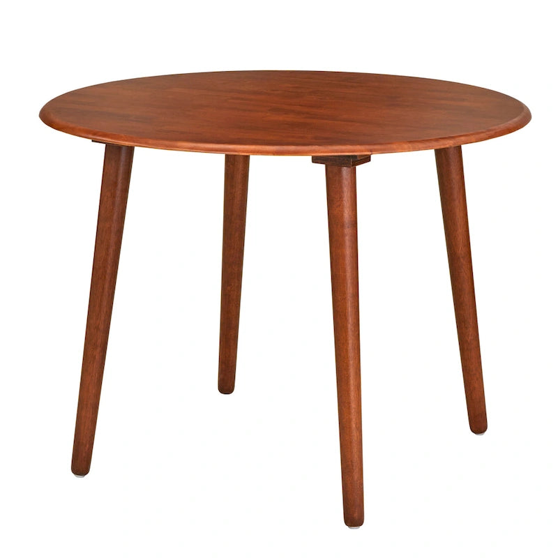 Table à manger ronde moderne avec pieds en bois massif et plateau en MDF