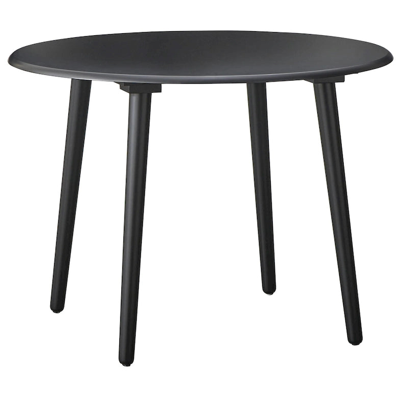Table à manger ronde moderne avec pieds en bois massif et plateau en MDF
