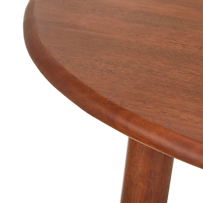 Table à manger ronde moderne avec pieds en bois massif et plateau en MDF