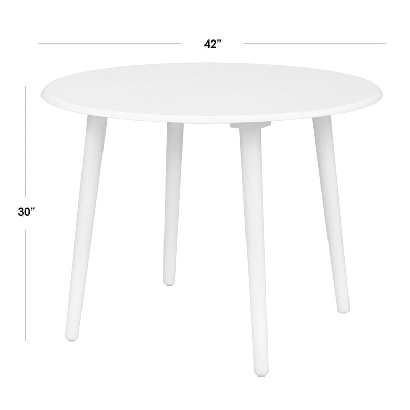 Table à manger ronde moderne avec pieds en bois massif et plateau en MDF