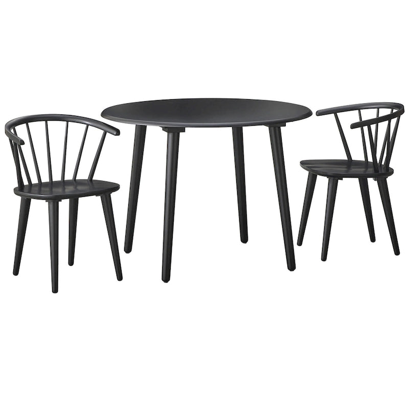 Table à manger ronde moderne avec pieds en bois massif et plateau en MDF