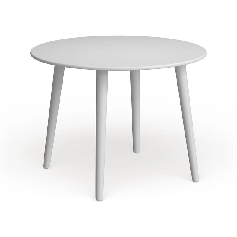 Table à manger ronde moderne avec pieds en bois massif et plateau en MDF