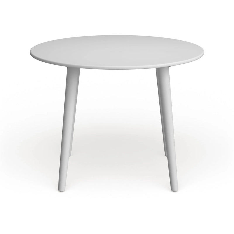 Table à manger ronde moderne avec pieds en bois massif et plateau en MDF