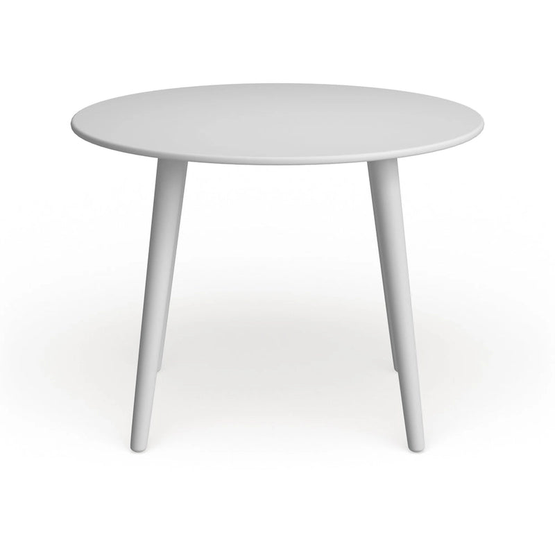 Table à manger ronde moderne avec pieds en bois massif et plateau en MDF