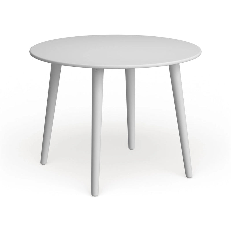 Table à manger ronde moderne avec pieds en bois massif et plateau en MDF