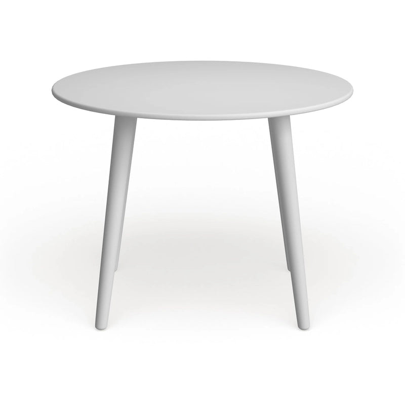 Table à manger ronde moderne avec pieds en bois massif et plateau en MDF
