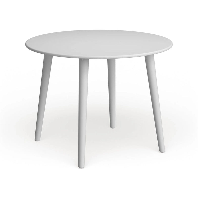 Table à manger ronde moderne avec pieds en bois massif et plateau en MDF