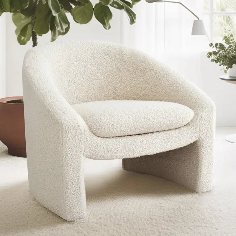 Fauteuil d'appoint rembourré en tissu bouclette style moderne