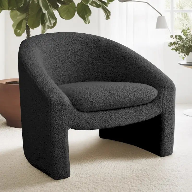 Fauteuil d'appoint rembourré en tissu bouclette style moderne
