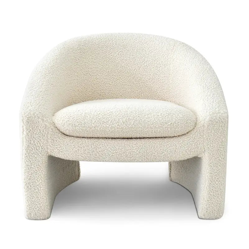 Fauteuil d'appoint rembourré en tissu bouclette style moderne
