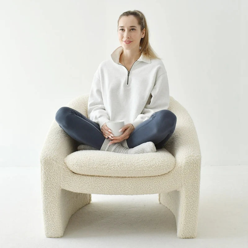 Fauteuil d'appoint rembourré en tissu bouclette style moderne