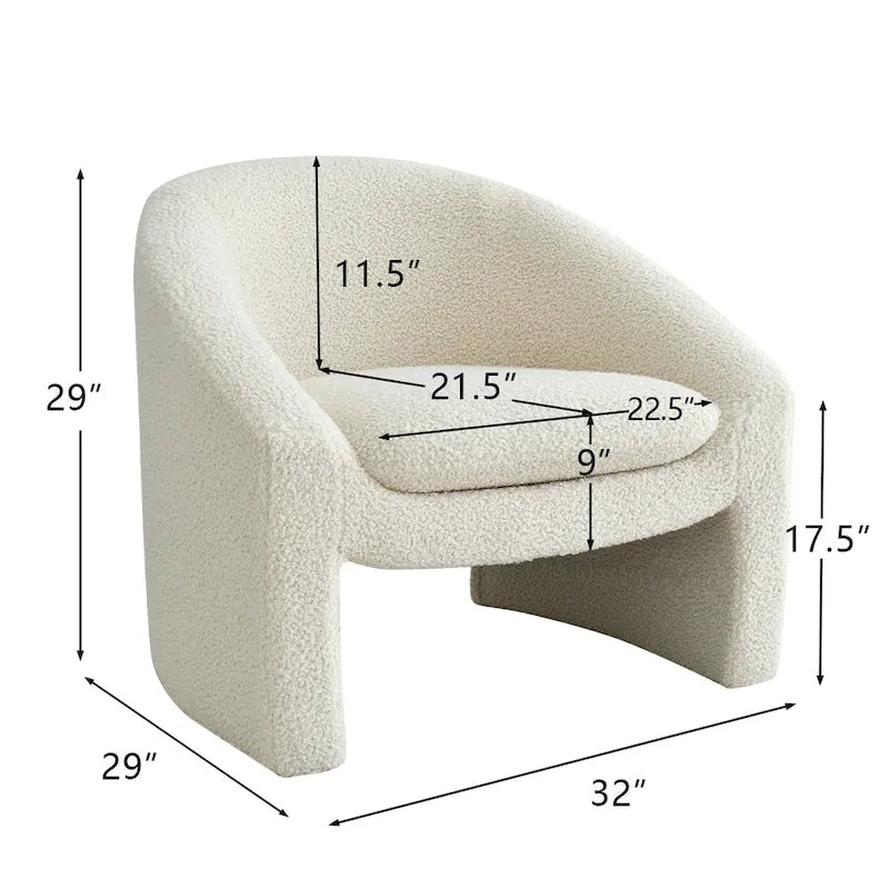 Fauteuil d'appoint rembourré en tissu bouclette style moderne