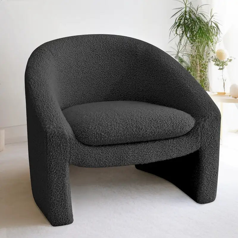 Fauteuil d'appoint rembourré en tissu bouclette style moderne
