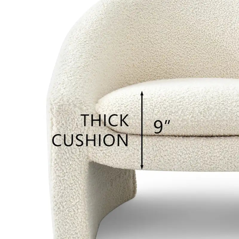 Fauteuil d'appoint rembourré en tissu bouclette style moderne