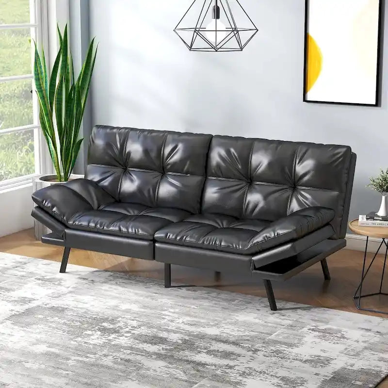 Canapé-lit futon avec accoudoirs réglables pour petits espaces