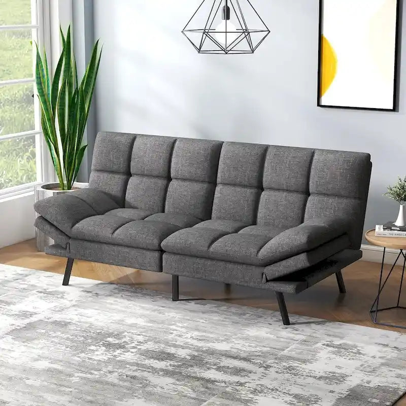 Canapé-lit futon avec accoudoirs réglables pour petits espaces