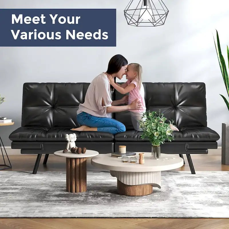 Canapé-lit futon avec accoudoirs réglables pour petits espaces