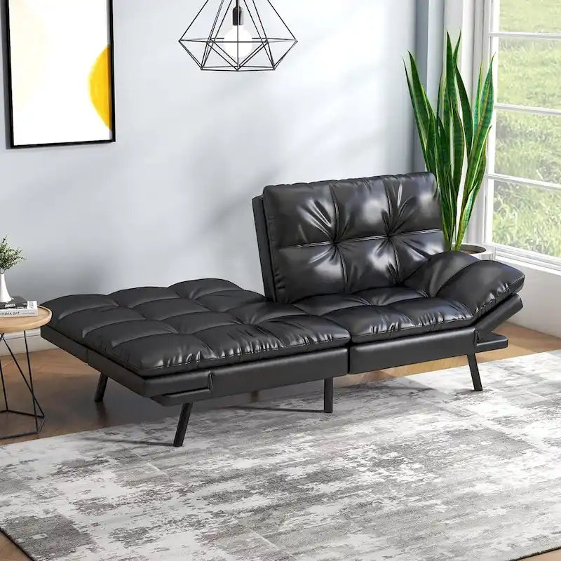 Canapé-lit futon avec accoudoirs réglables pour petits espaces