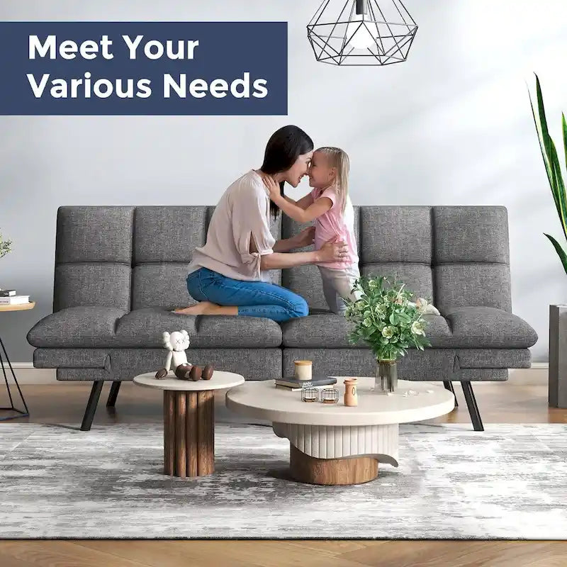 Canapé-lit futon avec accoudoirs réglables pour petits espaces