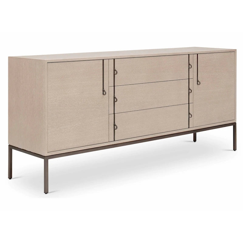 Buffet moderne en placage de chêne avec portes à fermeture amortie et tiroirs de rangement