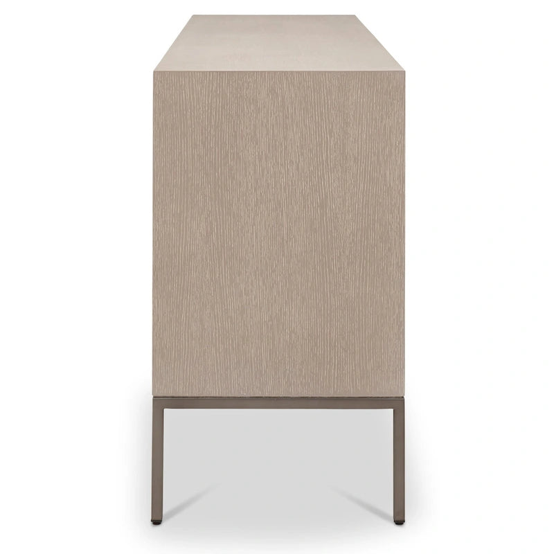 Buffet moderne en placage de chêne avec portes à fermeture amortie et tiroirs de rangement