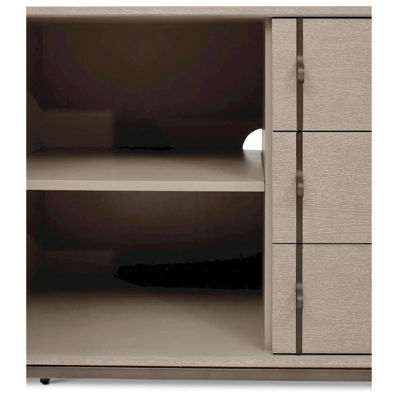 Buffet moderne en placage de chêne avec portes à fermeture amortie et tiroirs de rangement