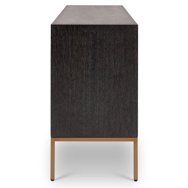 Buffet moderne en placage de chêne avec portes à fermeture amortie et tiroirs de rangement