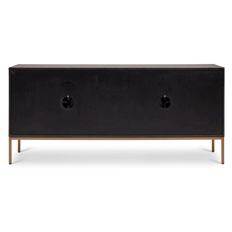 Buffet moderne en placage de chêne avec portes à fermeture amortie et tiroirs de rangement